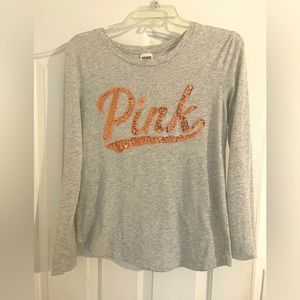 Women’s grey long sleeve PINK top size small